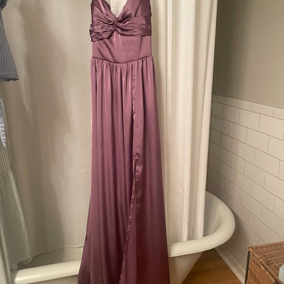 Azazie Zeya Dress, in Wisteria/Stretch Satin Size A2 - Picture 4 of 5